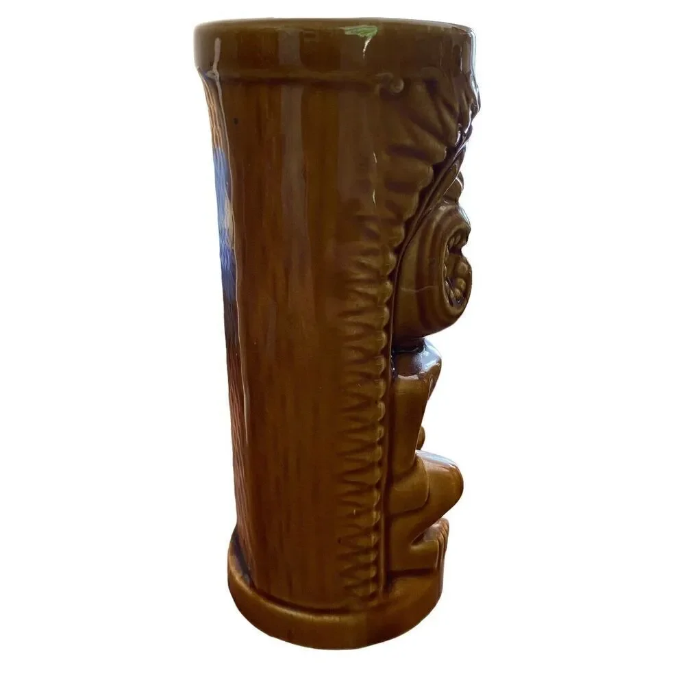 Vintage Orchids Of Hawaii Brown Tiki Mug